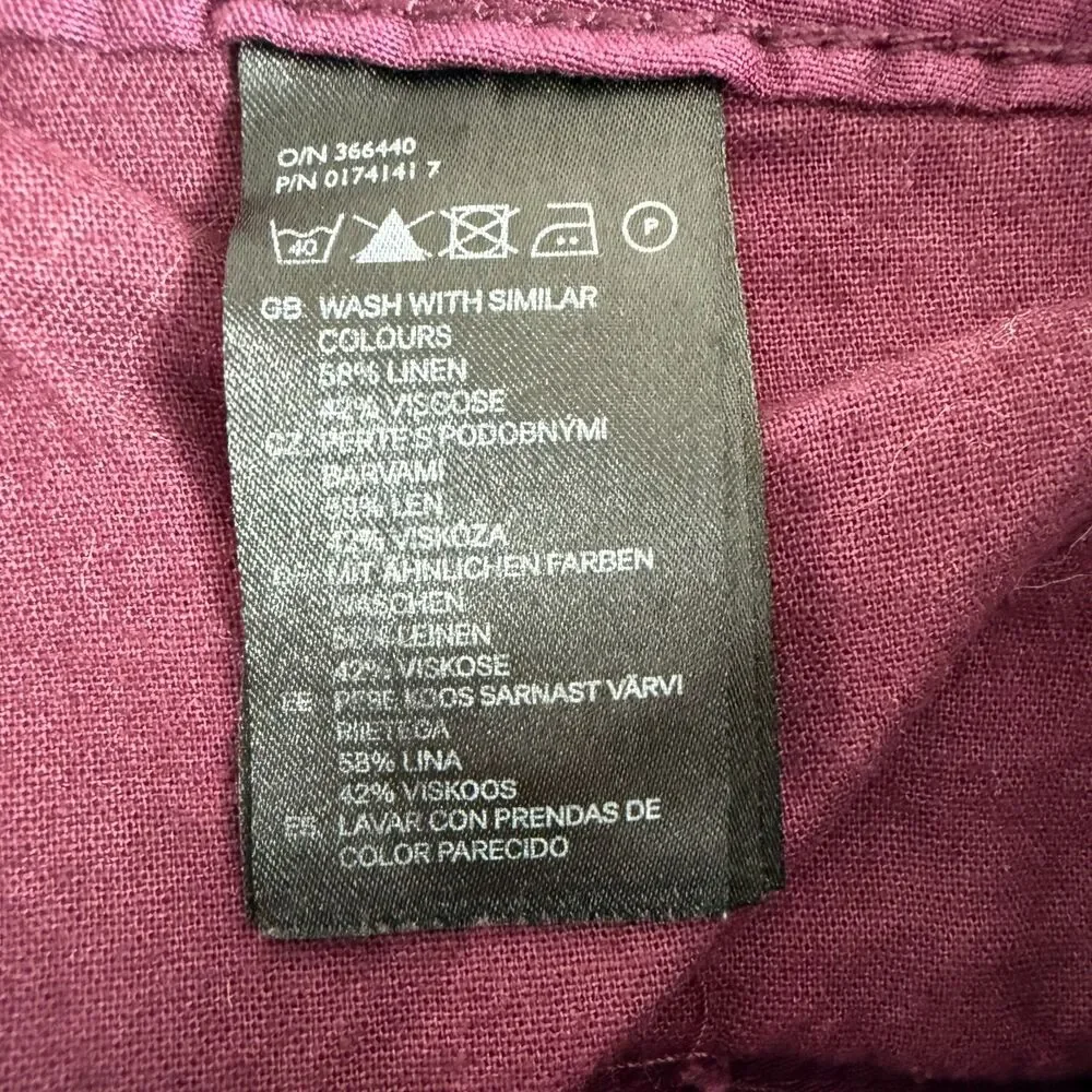 H&M Women's Purple Linen Blend Shorts Size 14